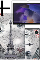 NoXx Hoesje Geschikt voor Samsung Galaxy Tab A8 Hoesje Case Hard Cover Hoes Book Case Met Screenprotector - Eiffeltoren