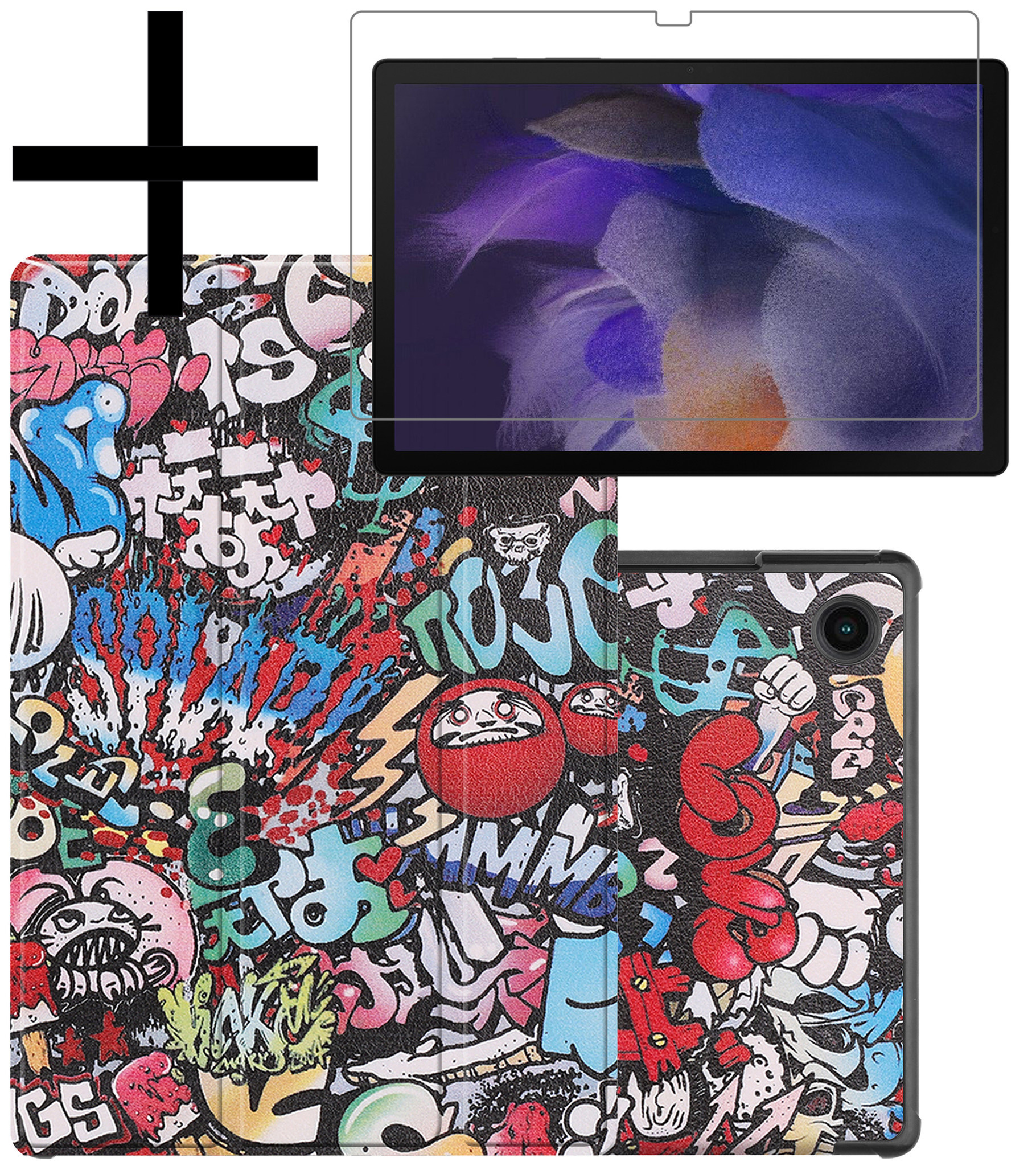 NoXx Hoesje Geschikt voor Samsung Galaxy Tab A8 Hoesje Case Hard Cover Hoes Book Case Met Screenprotector - Graffity