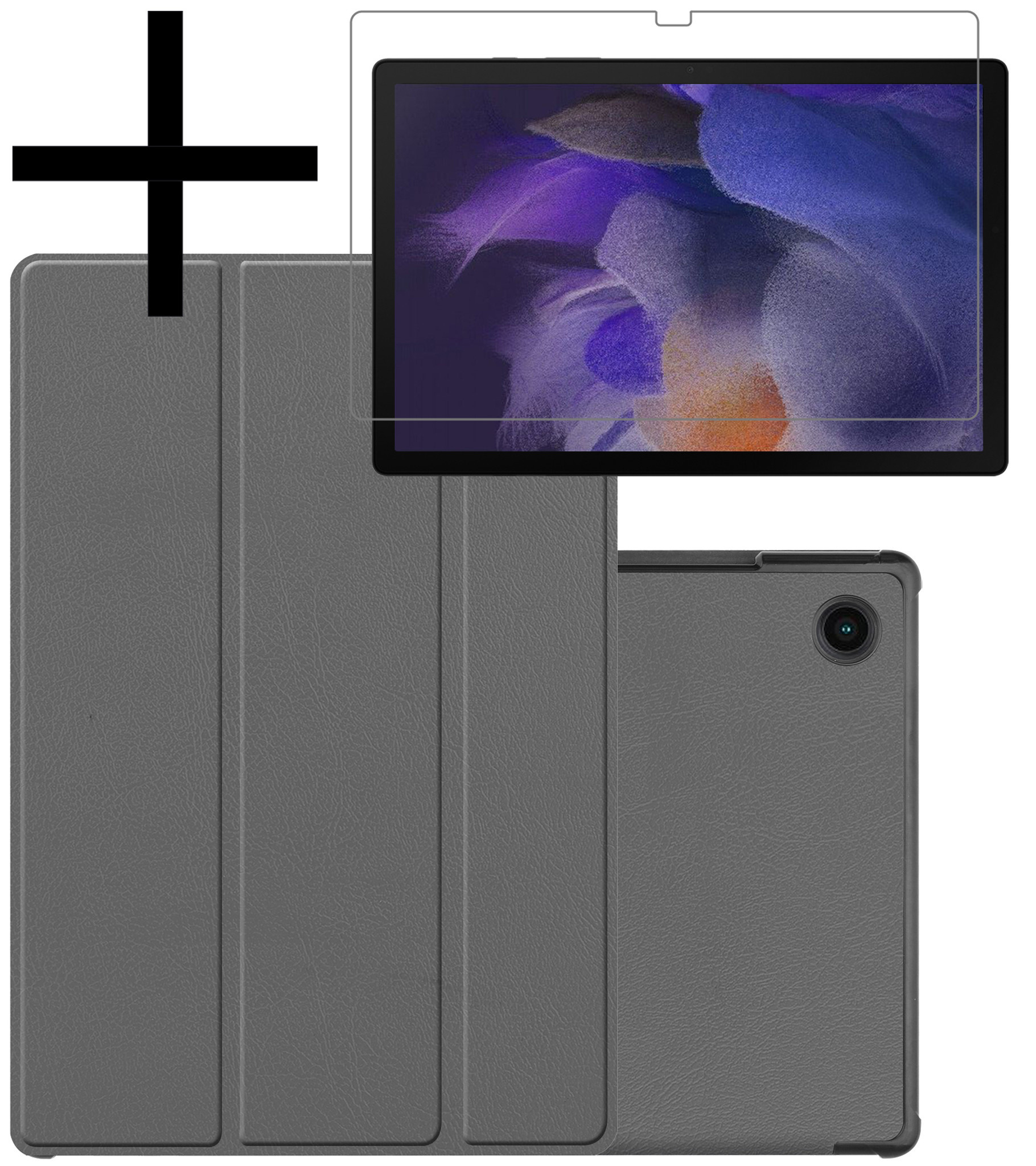 NoXx Hoesje Geschikt voor Samsung Galaxy Tab A8 Hoesje Case Hard Cover Hoes Book Case Met Screenprotector - Grijs