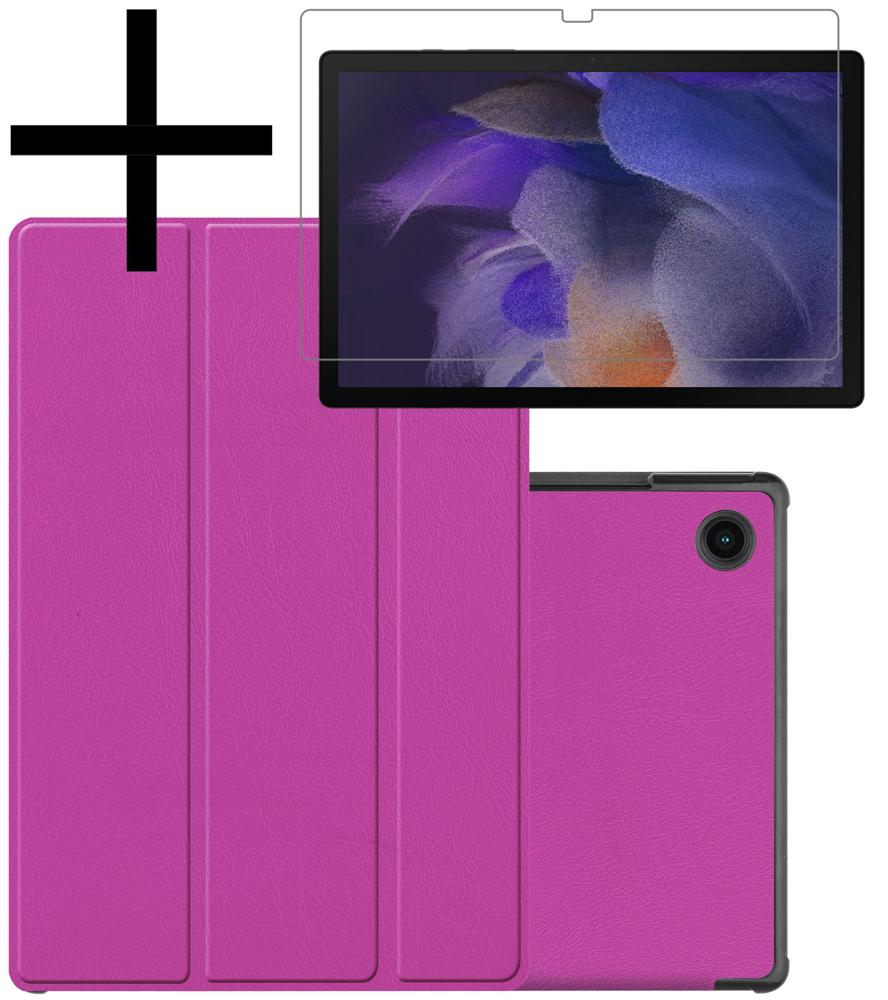 NoXx Hoesje Geschikt voor Samsung Galaxy Tab A8 Hoesje Case Hard Cover Hoes Book Case Met Screenprotector - Paars