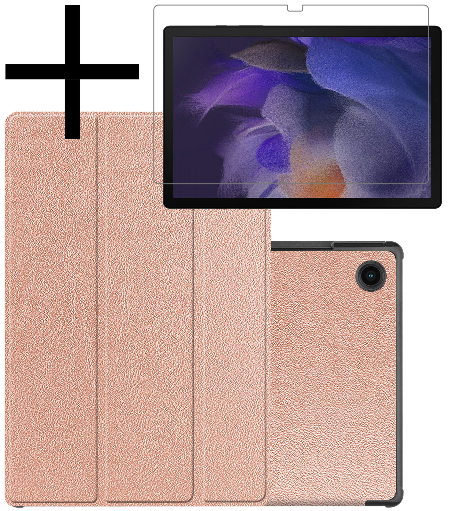 NoXx Hoesje Geschikt voor Samsung Galaxy Tab A8 Hoesje Case Hard Cover Hoes Book Case Met Screenprotector - Rosé goud