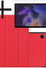 NoXx Hoesje Geschikt voor Samsung Galaxy Tab A8 Hoesje Case Hard Cover Hoes Book Case Met Screenprotector - Rood