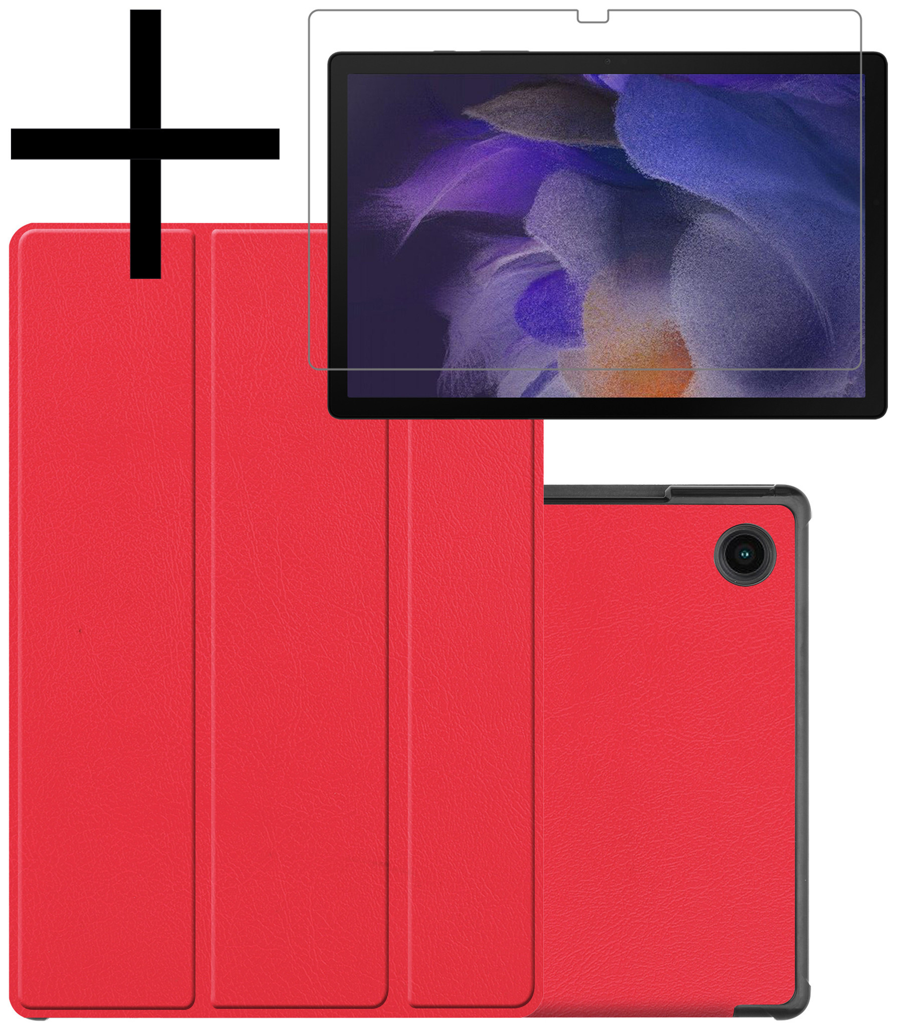 NoXx Hoesje Geschikt voor Samsung Galaxy Tab A8 Hoesje Case Hard Cover Hoes Book Case Met Screenprotector - Rood
