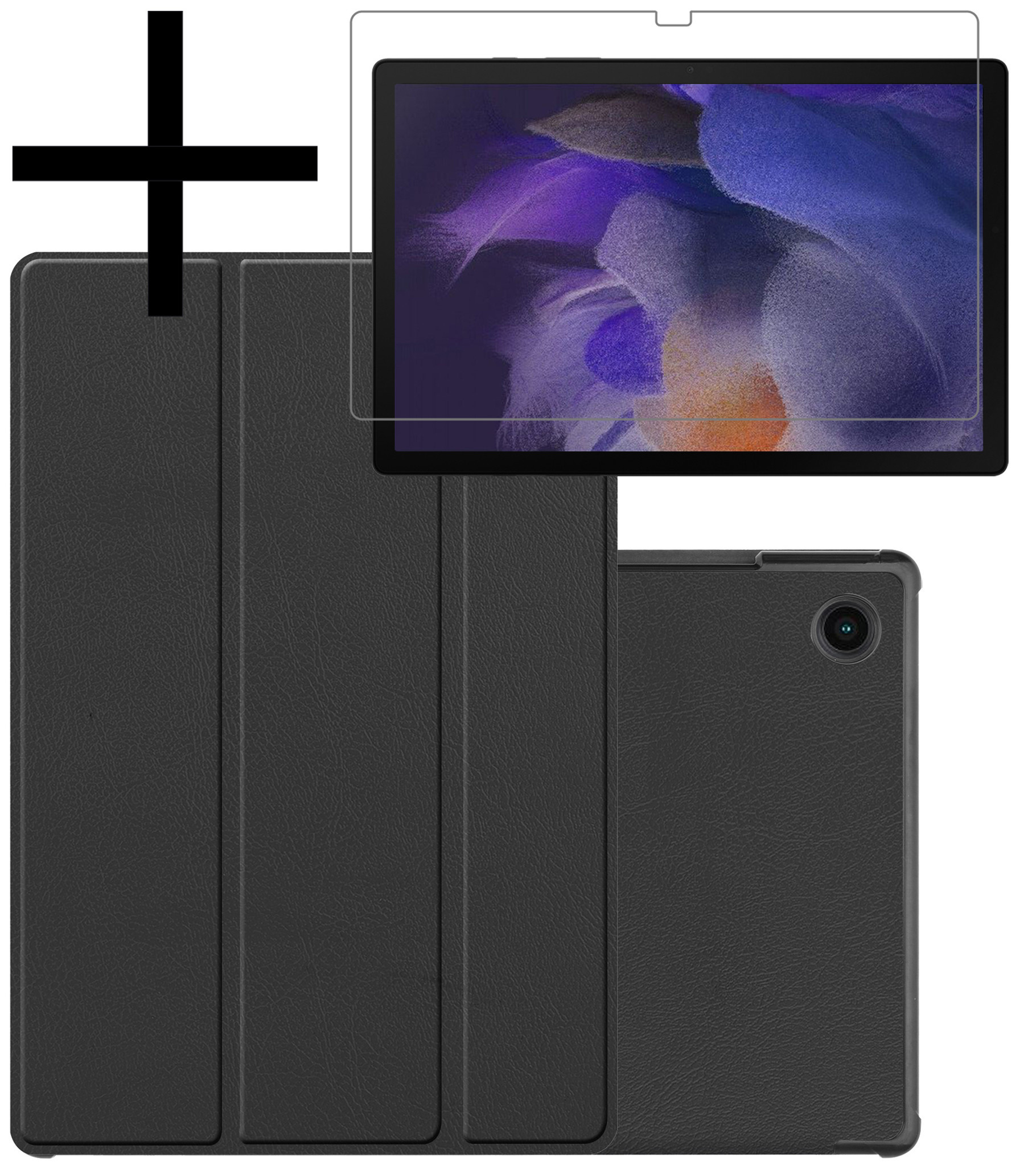 NoXx Hoesje Geschikt voor Samsung Galaxy Tab A8 Hoesje Case Hard Cover Hoes Book Case Met Screenprotector - Zwart