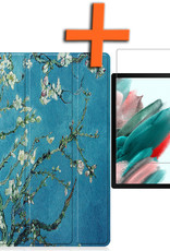 Nomfy Hoes Geschikt voor Samsung Galaxy Tab A8 Hoes Tri-fold Tablet Hoesje Case Met Screenprotector - Hoesje Geschikt voor Samsung Tab A8 Hoesje Hardcover Bookcase - Bloesem
