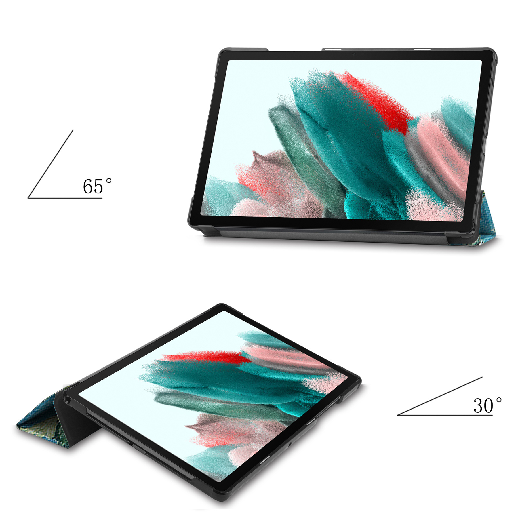 Nomfy Hoes Geschikt voor Samsung Galaxy Tab A8 Hoes Tri-fold Tablet Hoesje Case Met Screenprotector - Hoesje Geschikt voor Samsung Tab A8 Hoesje Hardcover Bookcase - Bloesem