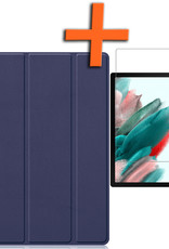 Nomfy Hoes Geschikt voor Samsung Galaxy Tab A8 Hoes Tri-fold Tablet Hoesje Case Met Screenprotector - Hoesje Geschikt voor Samsung Tab A8 Hoesje Hardcover Bookcase - Donkerblauw