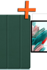 Nomfy Hoes Geschikt voor Samsung Galaxy Tab A8 Hoes Tri-fold Tablet Hoesje Case Met Screenprotector - Hoesje Geschikt voor Samsung Tab A8 Hoesje Hardcover Bookcase - Donkergroen