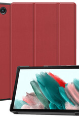 Nomfy Hoes Geschikt voor Samsung Galaxy Tab A8 Hoes Tri-fold Tablet Hoesje Case Met Screenprotector - Hoesje Geschikt voor Samsung Tab A8 Hoesje Hardcover Bookcase - Donkerrood