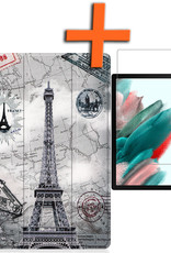 Nomfy Hoes Geschikt voor Samsung Galaxy Tab A8 Hoes Tri-fold Tablet Hoesje Case Met Screenprotector - Hoesje Geschikt voor Samsung Tab A8 Hoesje Hardcover Bookcase - Eiffeltoren