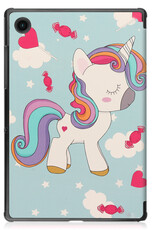 Nomfy Hoes Geschikt voor Samsung Galaxy Tab A8 Hoes Tri-fold Tablet Hoesje Case Met Screenprotector - Hoesje Geschikt voor Samsung Tab A8 Hoesje Hardcover Bookcase - Eenhoorn