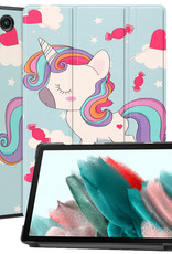 Nomfy Hoes Geschikt voor Samsung Galaxy Tab A8 Hoes Tri-fold Tablet Hoesje Case Met Screenprotector - Hoesje Geschikt voor Samsung Tab A8 Hoesje Hardcover Bookcase - Eenhoorn