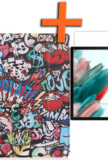 Nomfy Hoes Geschikt voor Samsung Galaxy Tab A8 Hoes Tri-fold Tablet Hoesje Case Met Screenprotector - Hoesje Geschikt voor Samsung Tab A8 Hoesje Hardcover Bookcase - Graffity