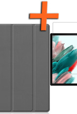 Nomfy Hoes Geschikt voor Samsung Galaxy Tab A8 Hoes Tri-fold Tablet Hoesje Case Met Screenprotector - Hoesje Geschikt voor Samsung Tab A8 Hoesje Hardcover Bookcase - Grijs