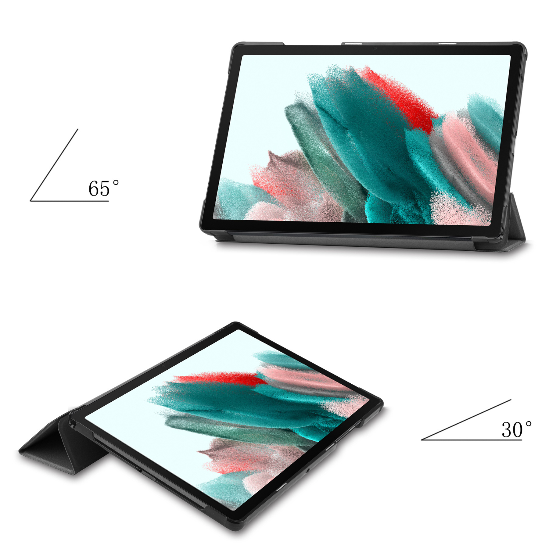 Nomfy Hoes Geschikt voor Samsung Galaxy Tab A8 Hoes Tri-fold Tablet Hoesje Case Met Screenprotector - Hoesje Geschikt voor Samsung Tab A8 Hoesje Hardcover Bookcase - Grijs