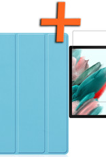 Nomfy Hoes Geschikt voor Samsung Galaxy Tab A8 Hoes Tri-fold Tablet Hoesje Case Met Screenprotector - Hoesje Geschikt voor Samsung Tab A8 Hoesje Hardcover Bookcase - Lichtblauw