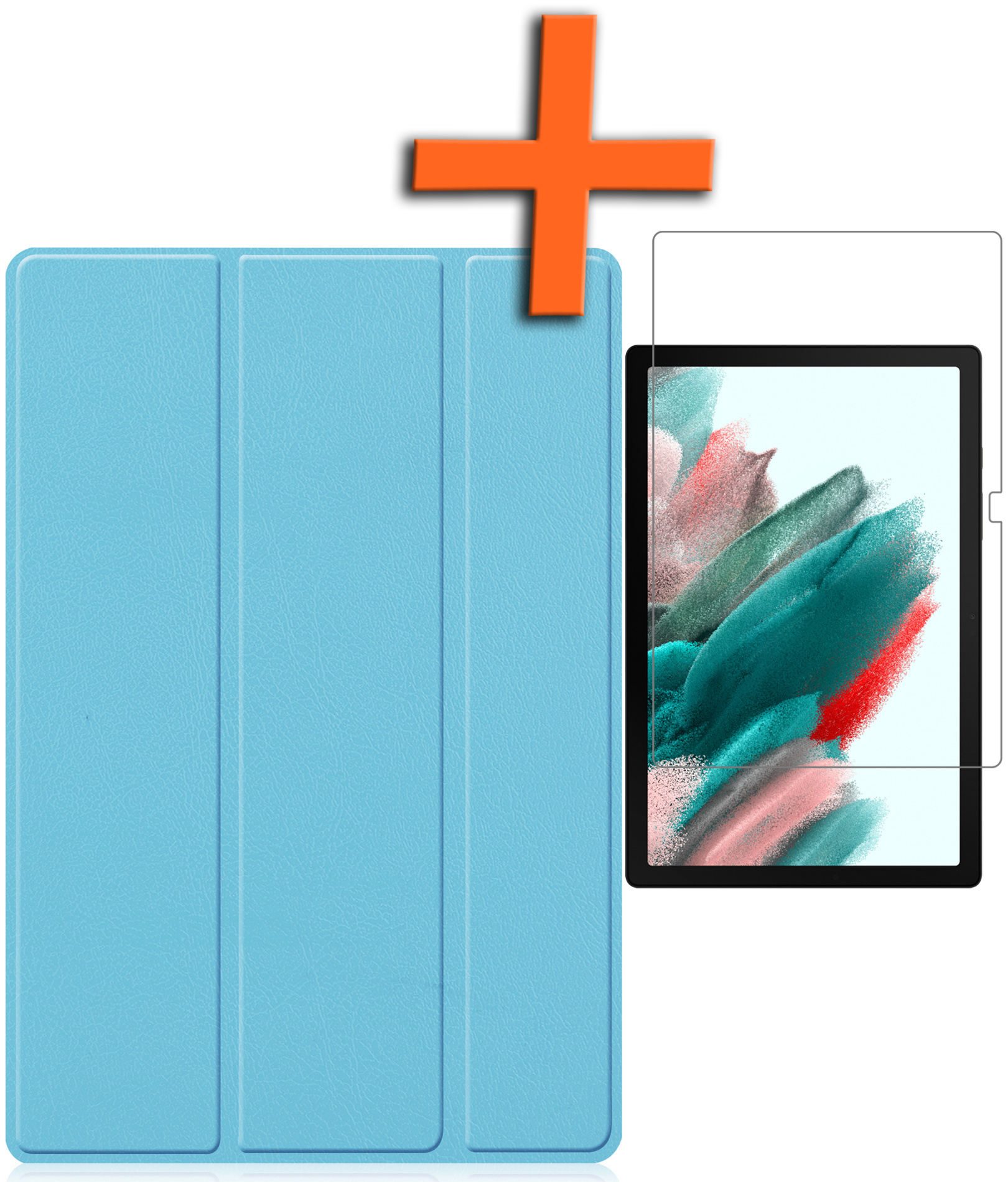 Nomfy Hoes Geschikt voor Samsung Galaxy Tab A8 Hoes Tri-fold Tablet Hoesje Case Met Screenprotector - Hoesje Geschikt voor Samsung Tab A8 Hoesje Hardcover Bookcase - Lichtblauw