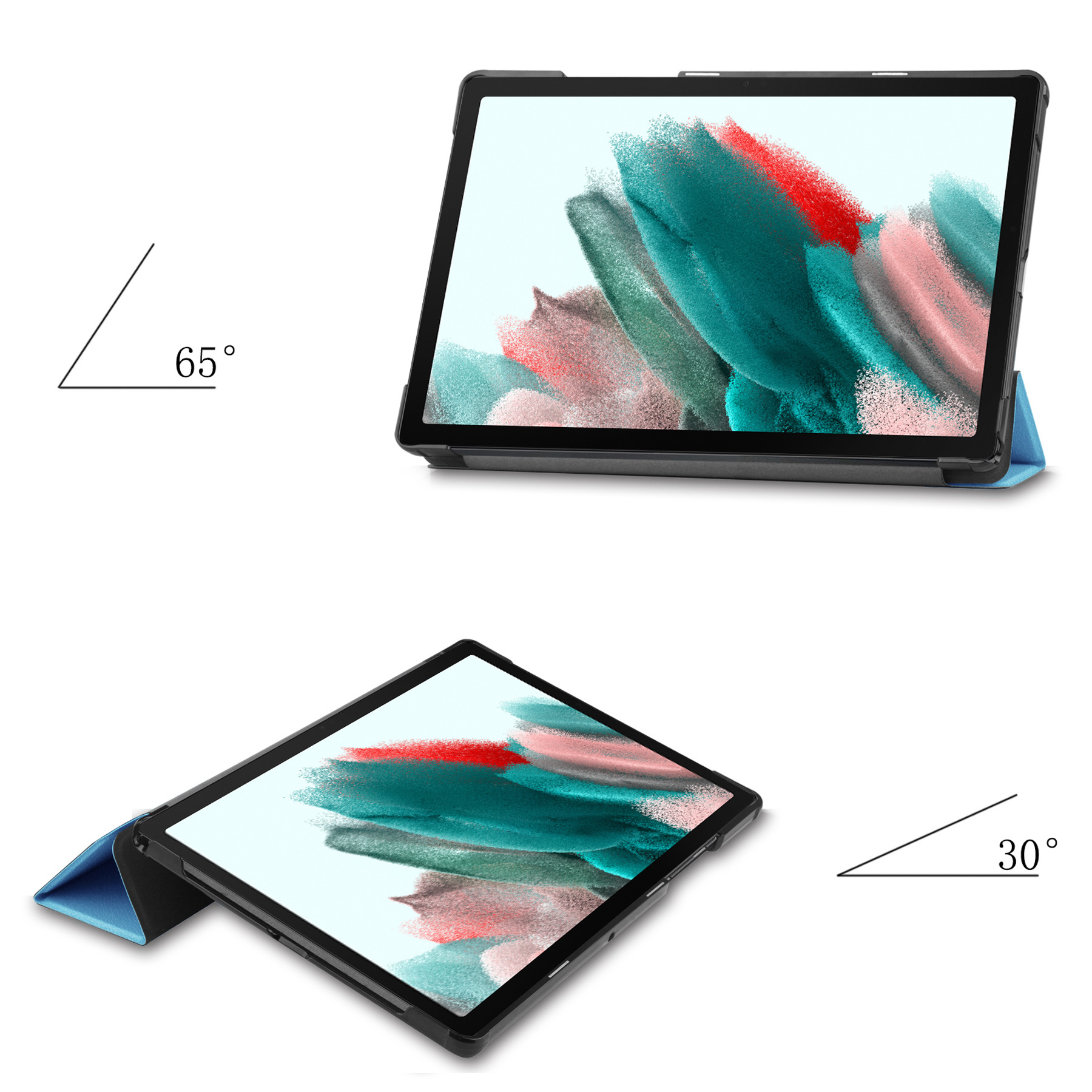 Nomfy Hoes Geschikt voor Samsung Galaxy Tab A8 Hoes Tri-fold Tablet Hoesje Case Met Screenprotector - Hoesje Geschikt voor Samsung Tab A8 Hoesje Hardcover Bookcase - Lichtblauw
