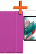 Nomfy Hoes Geschikt voor Samsung Galaxy Tab A8 Hoes Tri-fold Tablet Hoesje Case Met Screenprotector - Hoesje Geschikt voor Samsung Tab A8 Hoesje Hardcover Bookcase - Paars