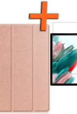 Nomfy Hoes Geschikt voor Samsung Galaxy Tab A8 Hoes Tri-fold Tablet Hoesje Case Met Screenprotector - Hoesje Geschikt voor Samsung Tab A8 Hoesje Hardcover Bookcase - Rosé goud