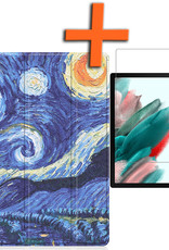 Nomfy Hoes Geschikt voor Samsung Galaxy Tab A8 Hoes Tri-fold Tablet Hoesje Case Met Screenprotector - Hoesje Geschikt voor Samsung Tab A8 Hoesje Hardcover Bookcase - Sterrenhemel