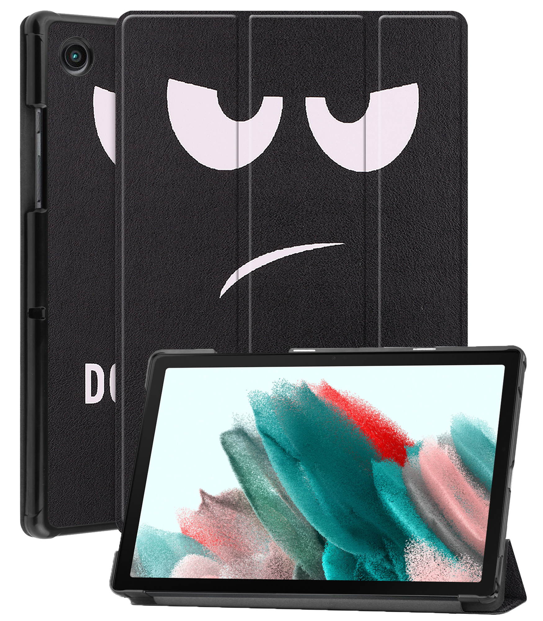 Nomfy Hoes Geschikt voor Samsung Galaxy Tab A8 Hoes Tri-fold Tablet Hoesje Case Met Screenprotector - Hoesje Geschikt voor Samsung Tab A8 Hoesje Hardcover Bookcase - Don't Touch Me