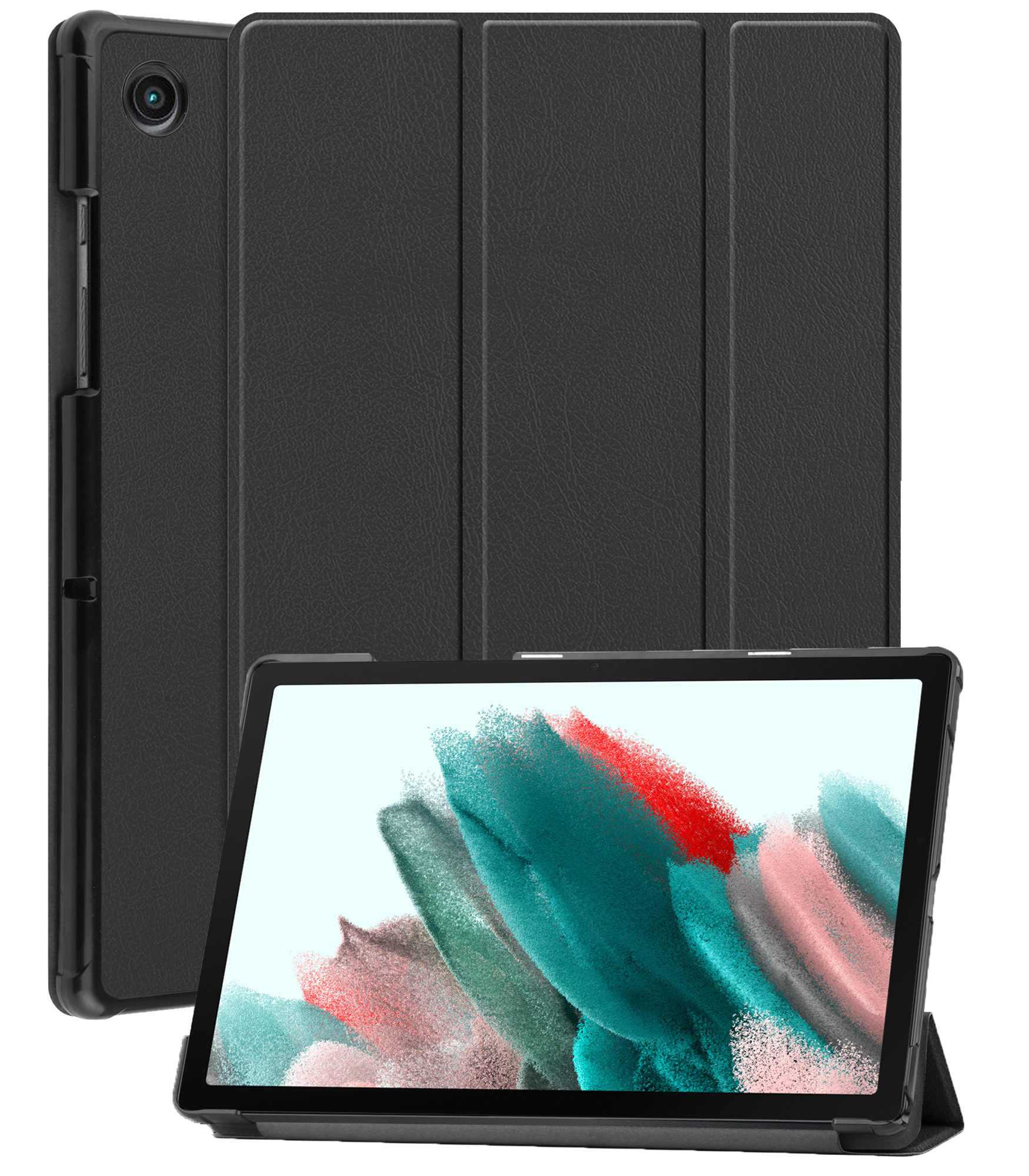 Nomfy Hoes Geschikt voor Samsung Galaxy Tab A8 Hoes Tri-fold Tablet Hoesje Case Met Screenprotector - Hoesje Geschikt voor Samsung Tab A8 Hoesje Hardcover Bookcase - Zwart