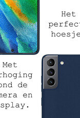 BASEY. Hoes Geschikt voor Samsung S21 FE Hoesje Siliconen Back Cover Case - Hoesje Geschikt voor Samsung Galaxy S21 FE Hoes Cover Hoesje - Donkerblauw