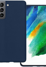 BASEY. Hoes Geschikt voor Samsung S21 FE Hoesje Siliconen Back Cover Case - Hoesje Geschikt voor Samsung Galaxy S21 FE Hoes Cover Hoesje - Donkerblauw