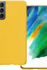 BASEY. Hoes Geschikt voor Samsung S21 FE Hoesje Siliconen Back Cover Case - Hoesje Geschikt voor Samsung Galaxy S21 FE Hoes Cover Hoesje - Geel