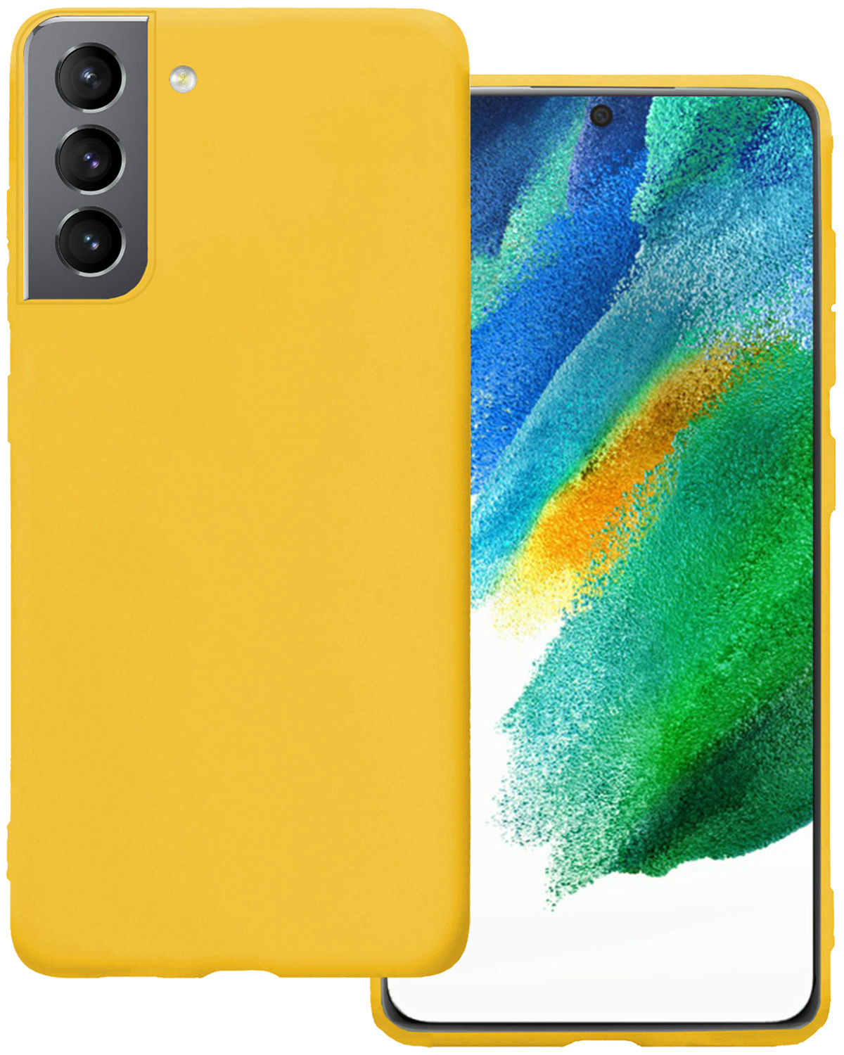 BASEY. Hoes Geschikt voor Samsung S21 FE Hoesje Siliconen Back Cover Case - Hoesje Geschikt voor Samsung Galaxy S21 FE Hoes Cover Hoesje - Geel
