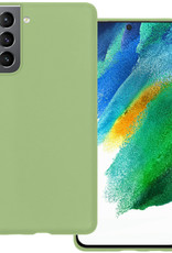 BASEY. Hoes Geschikt voor Samsung S21 FE Hoesje Siliconen Back Cover Case - Hoesje Geschikt voor Samsung Galaxy S21 FE Hoes Cover Hoesje - Groen
