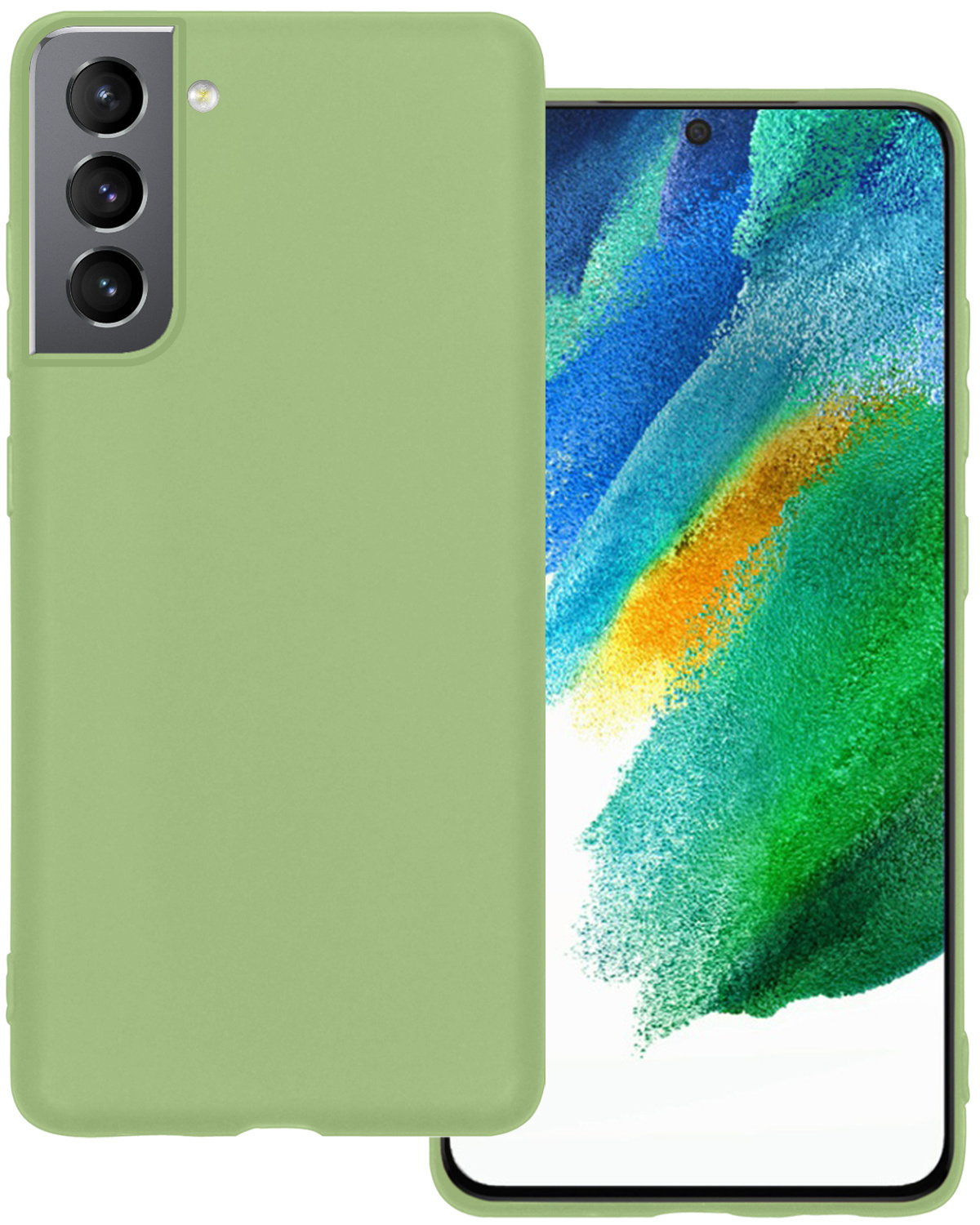 BASEY. Hoes Geschikt voor Samsung S21 FE Hoesje Siliconen Back Cover Case - Hoesje Geschikt voor Samsung Galaxy S21 FE Hoes Cover Hoesje - Groen