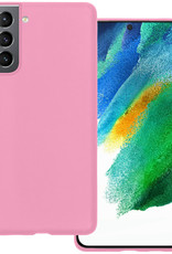 BASEY. Hoes Geschikt voor Samsung S21 FE Hoesje Siliconen Back Cover Case - Hoesje Geschikt voor Samsung Galaxy S21 FE Hoes Cover Hoesje - Lichtroze