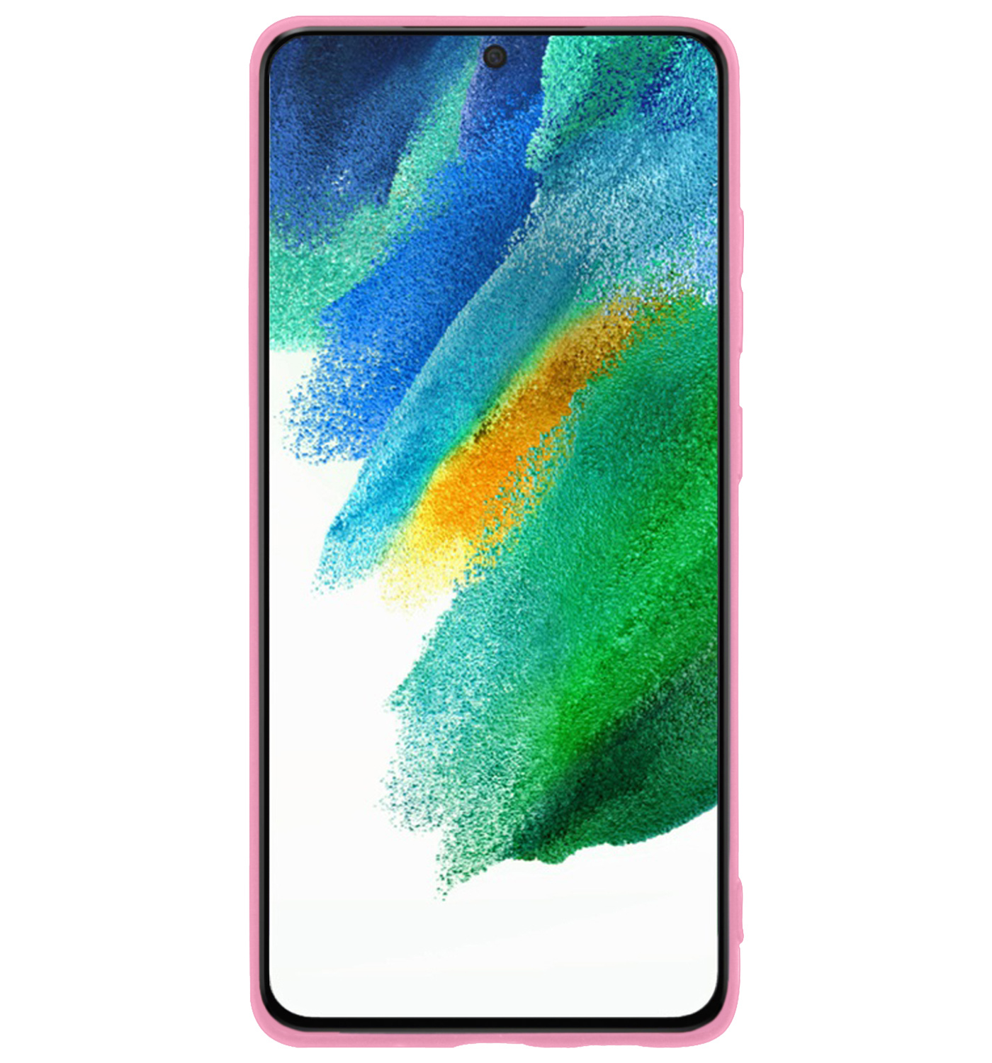 BASEY. Hoes Geschikt voor Samsung S21 FE Hoesje Siliconen Back Cover Case - Hoesje Geschikt voor Samsung Galaxy S21 FE Hoes Cover Hoesje - Lichtroze