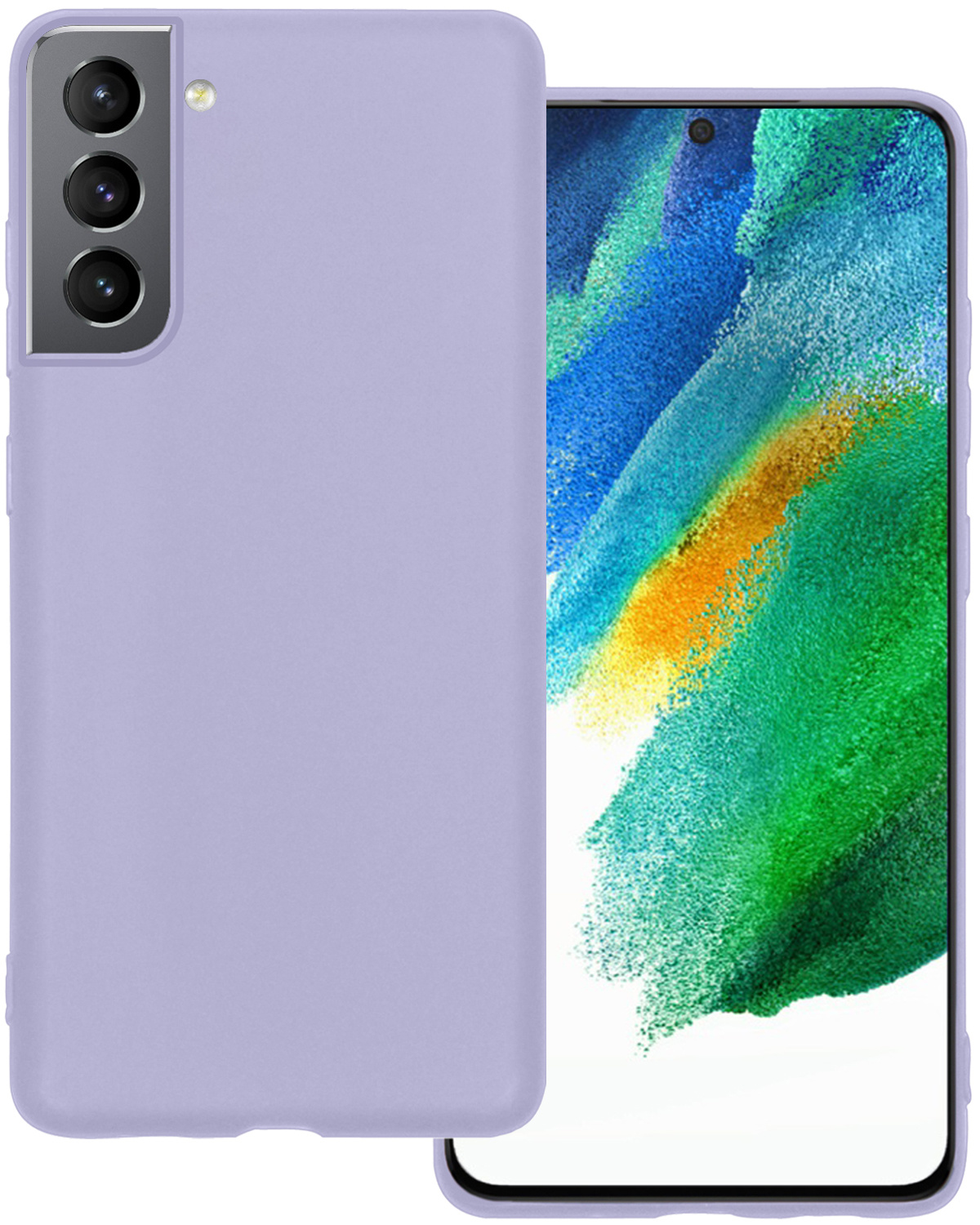 BASEY. Hoes Geschikt voor Samsung S21 FE Hoesje Siliconen Back Cover Case - Hoesje Geschikt voor Samsung Galaxy S21 FE Hoes Cover Hoesje - Lila