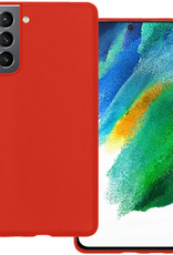 BASEY. Hoes Geschikt voor Samsung S21 FE Hoesje Siliconen Back Cover Case - Hoesje Geschikt voor Samsung Galaxy S21 FE Hoes Cover Hoesje - Rood