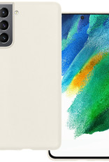 BASEY. Hoes Geschikt voor Samsung S21 FE Hoesje Siliconen Back Cover Case - Hoesje Geschikt voor Samsung Galaxy S21 FE Hoes Cover Hoesje - Wit