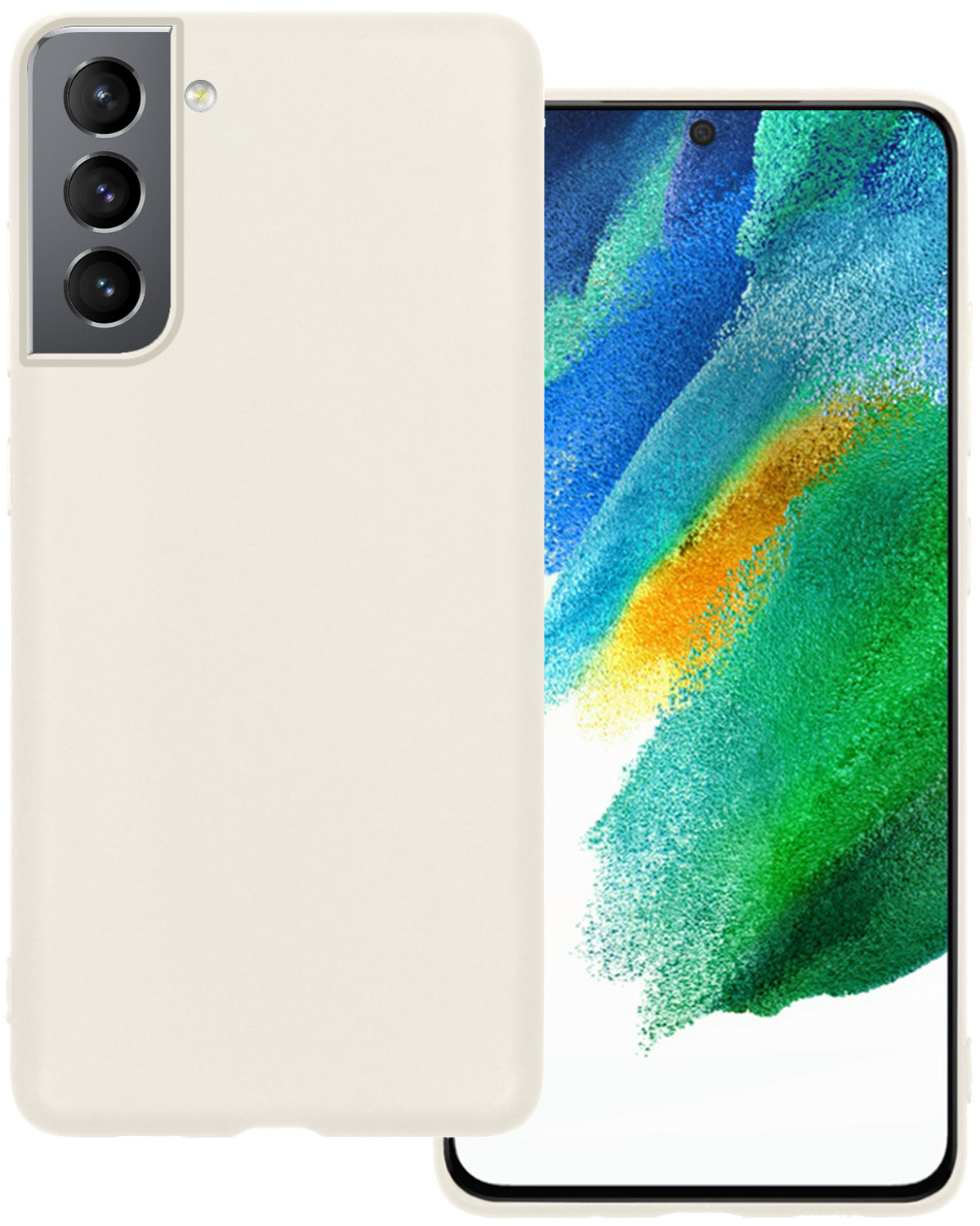 BASEY. Hoes Geschikt voor Samsung S21 FE Hoesje Siliconen Back Cover Case - Hoesje Geschikt voor Samsung Galaxy S21 FE Hoes Cover Hoesje - Wit