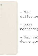 BASEY. Hoes Geschikt voor Samsung S21 FE Hoesje Siliconen Back Cover Case - Hoesje Geschikt voor Samsung Galaxy S21 FE Hoes Cover Hoesje - Wit