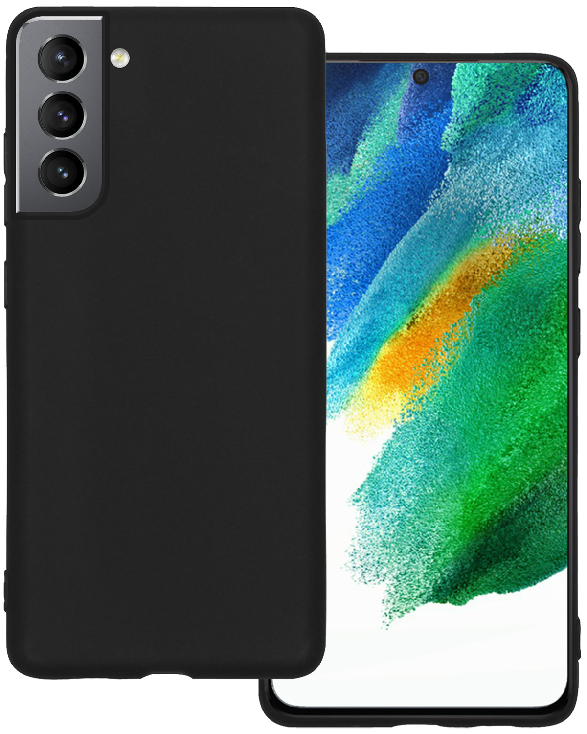 BASEY. Hoes Geschikt voor Samsung S21 FE Hoesje Siliconen Back Cover Case - Hoesje Geschikt voor Samsung Galaxy S21 FE Hoes Cover Hoesje - Zwart