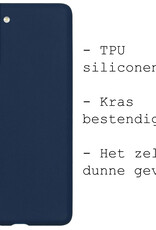 BASEY. Hoes Geschikt voor Samsung S21 FE Hoesje Siliconen Back Cover Case - Hoesje Geschikt voor Samsung Galaxy S21 FE Hoes Cover Hoesje - Donkerblauw - 2 Stuks