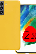 BASEY. Hoes Geschikt voor Samsung S21 FE Hoesje Siliconen Back Cover Case - Hoesje Geschikt voor Samsung Galaxy S21 FE Hoes Cover Hoesje - Geel - 2 Stuks