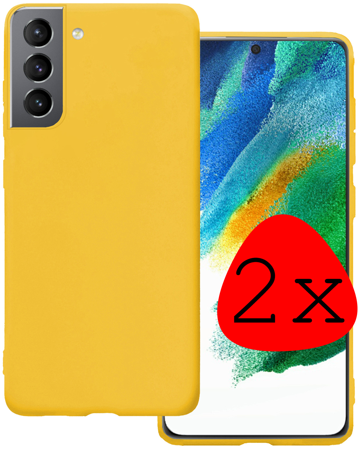 BASEY. Hoes Geschikt voor Samsung S21 FE Hoesje Siliconen Back Cover Case - Hoesje Geschikt voor Samsung Galaxy S21 FE Hoes Cover Hoesje - Geel - 2 Stuks