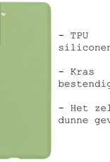 BASEY. Hoes Geschikt voor Samsung S21 FE Hoesje Siliconen Back Cover Case - Hoesje Geschikt voor Samsung Galaxy S21 FE Hoes Cover Hoesje - Groen - 2 Stuks