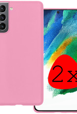 BASEY. Hoes Geschikt voor Samsung S21 FE Hoesje Siliconen Back Cover Case - Hoesje Geschikt voor Samsung Galaxy S21 FE Hoes Cover Hoesje - Lichtroze - 2 Stuks