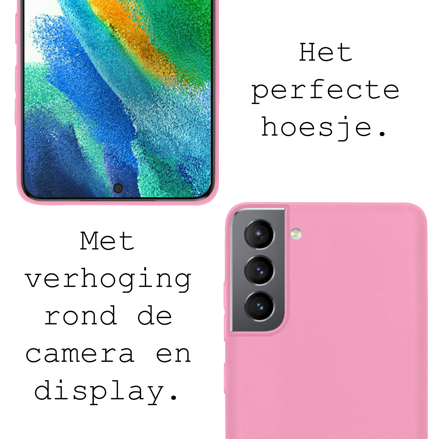 BASEY. Hoes Geschikt voor Samsung S21 FE Hoesje Siliconen Back Cover Case - Hoesje Geschikt voor Samsung Galaxy S21 FE Hoes Cover Hoesje - Lichtroze - 2 Stuks