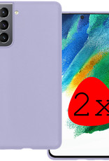 BASEY. Hoes Geschikt voor Samsung S21 FE Hoesje Siliconen Back Cover Case - Hoesje Geschikt voor Samsung Galaxy S21 FE Hoes Cover Hoesje - Lila - 2 Stuks