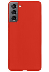BASEY. Hoes Geschikt voor Samsung S21 FE Hoesje Siliconen Back Cover Case - Hoesje Geschikt voor Samsung Galaxy S21 FE Hoes Cover Hoesje - Rood - 2 Stuks