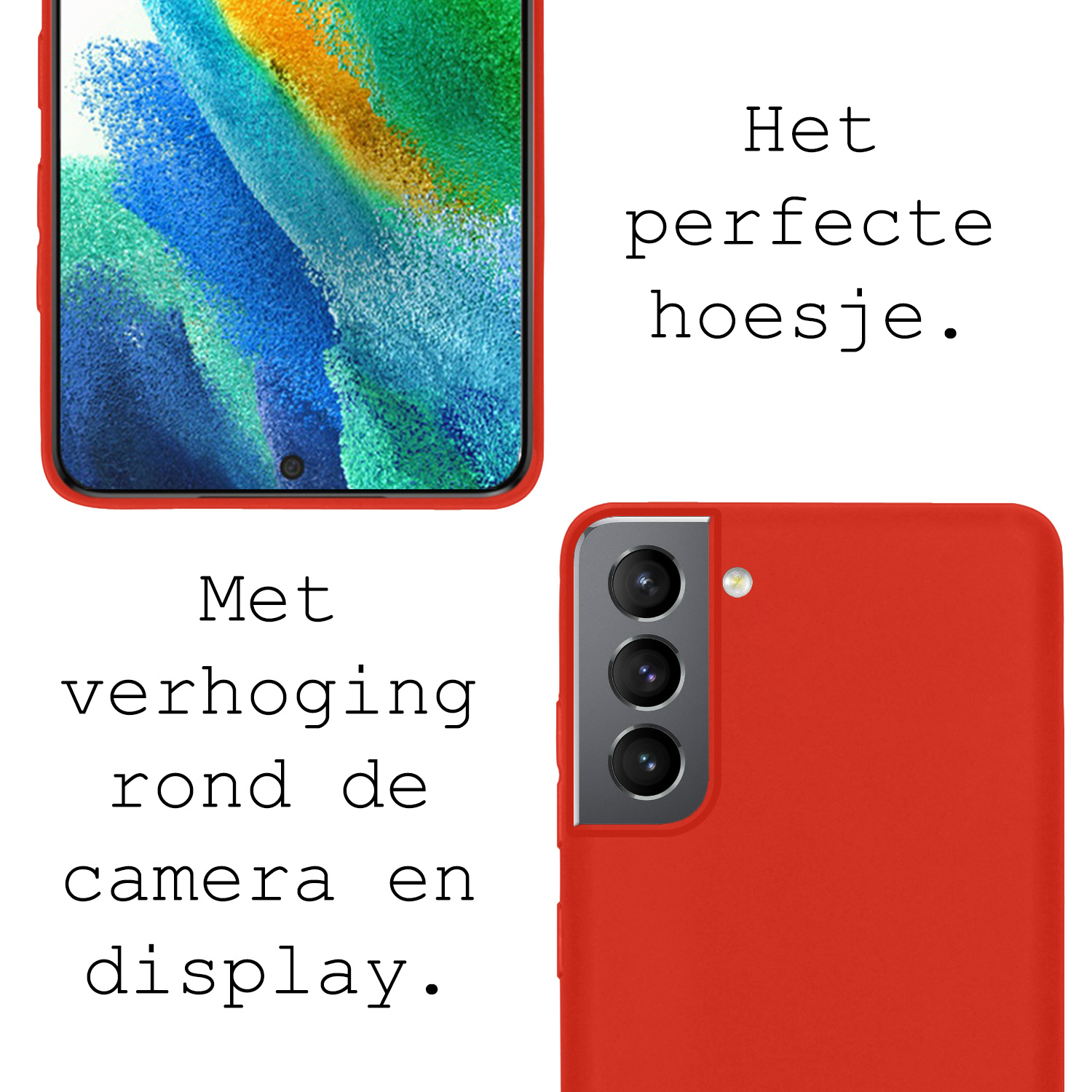 BASEY. Hoes Geschikt voor Samsung S21 FE Hoesje Siliconen Back Cover Case - Hoesje Geschikt voor Samsung Galaxy S21 FE Hoes Cover Hoesje - Rood - 2 Stuks
